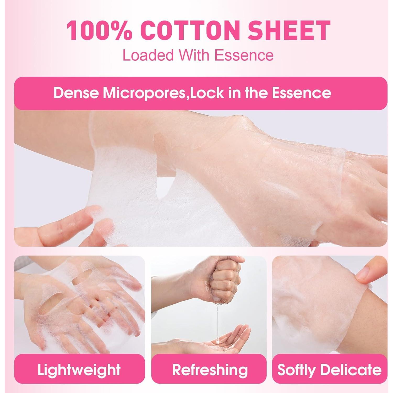 Set de 12 Mascarillas Faciales Hidratantes Colágeno - Cuidado Piel