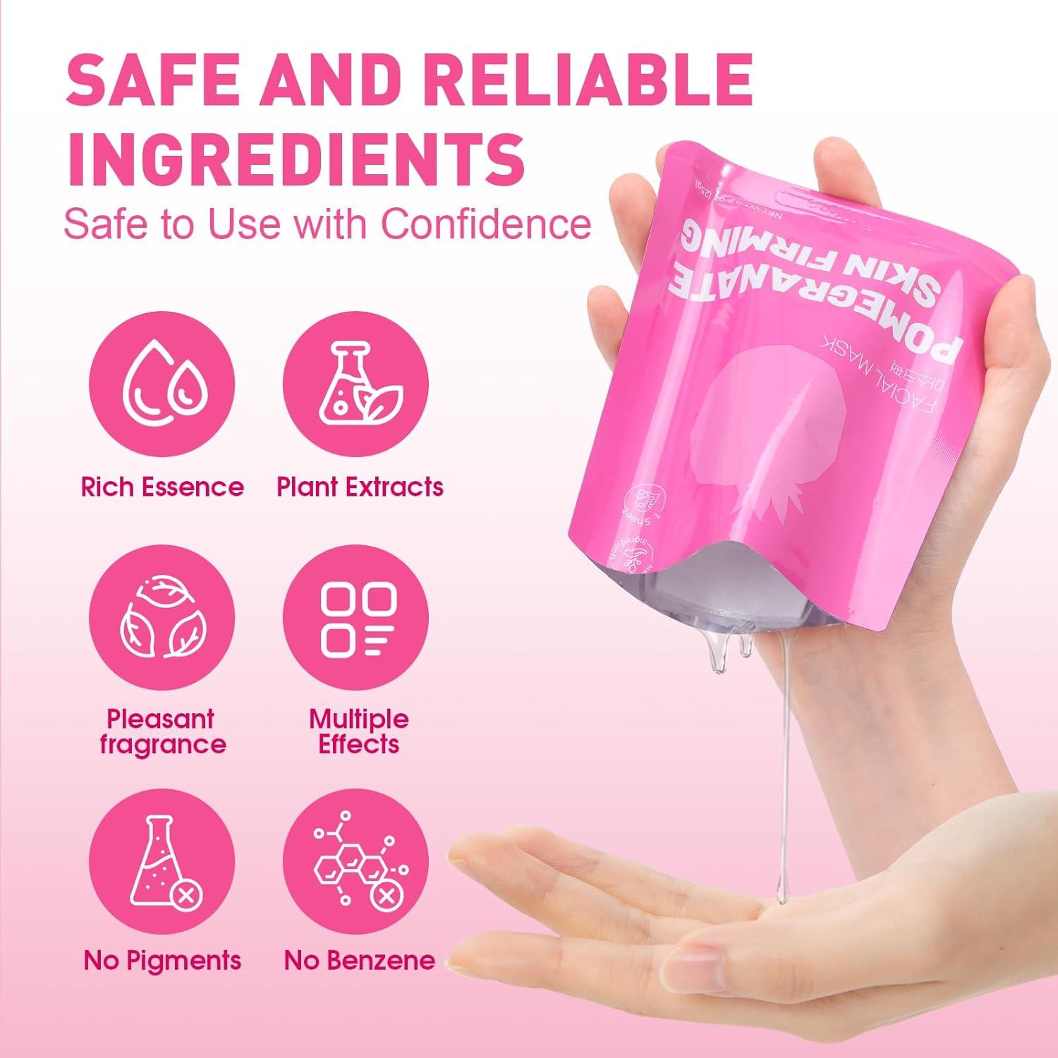 Set de 12 Mascarillas Faciales Hidratantes Colágeno - Cuidado Piel