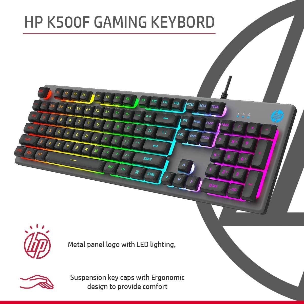 Teclado Gaming HP K500F con Retroiluminación Multicolor