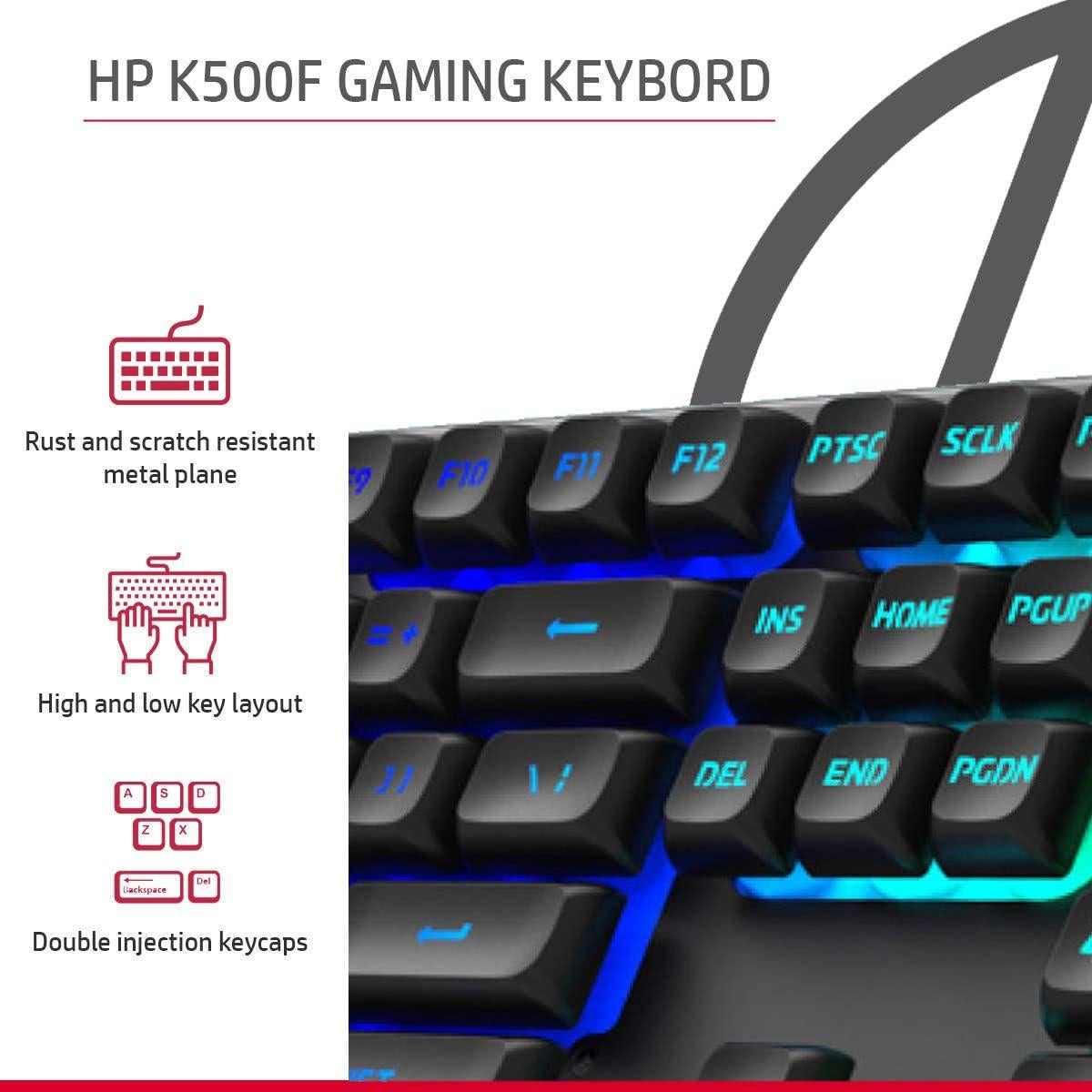 Teclado Gaming HP K500F con Retroiluminación Multicolor