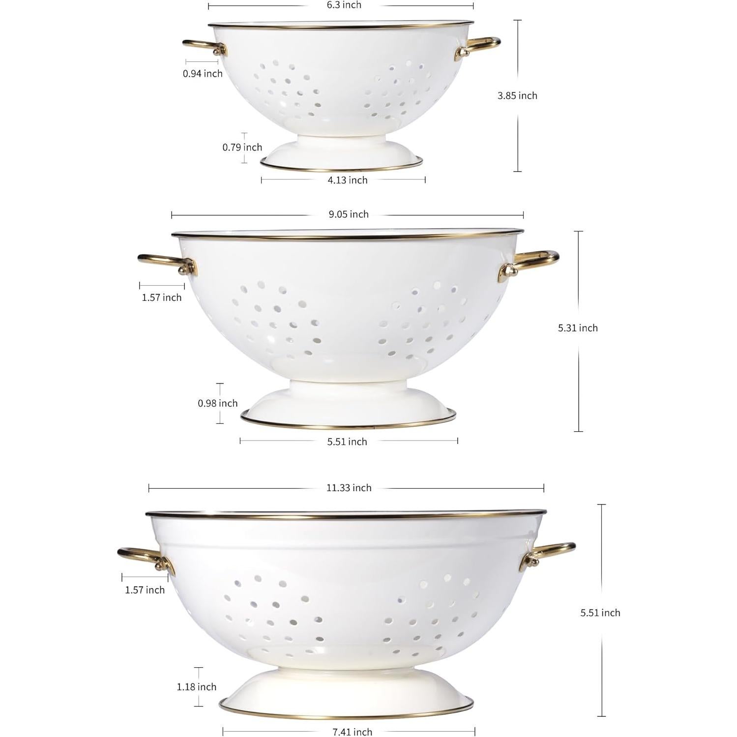 Juego de Coladores de Metal BeFare 3 Piezas 1, 3.5 y 5 Litros