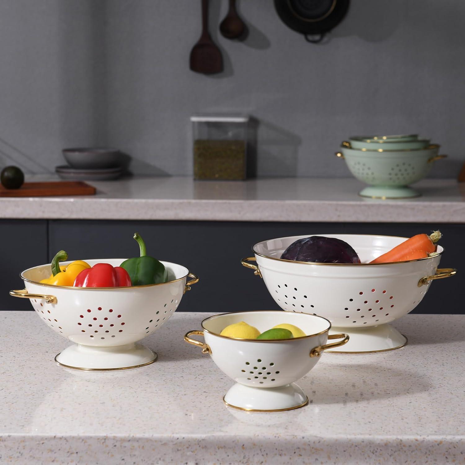 Juego de Coladores de Metal BeFare 3 Piezas 1, 3.5 y 5 Litros