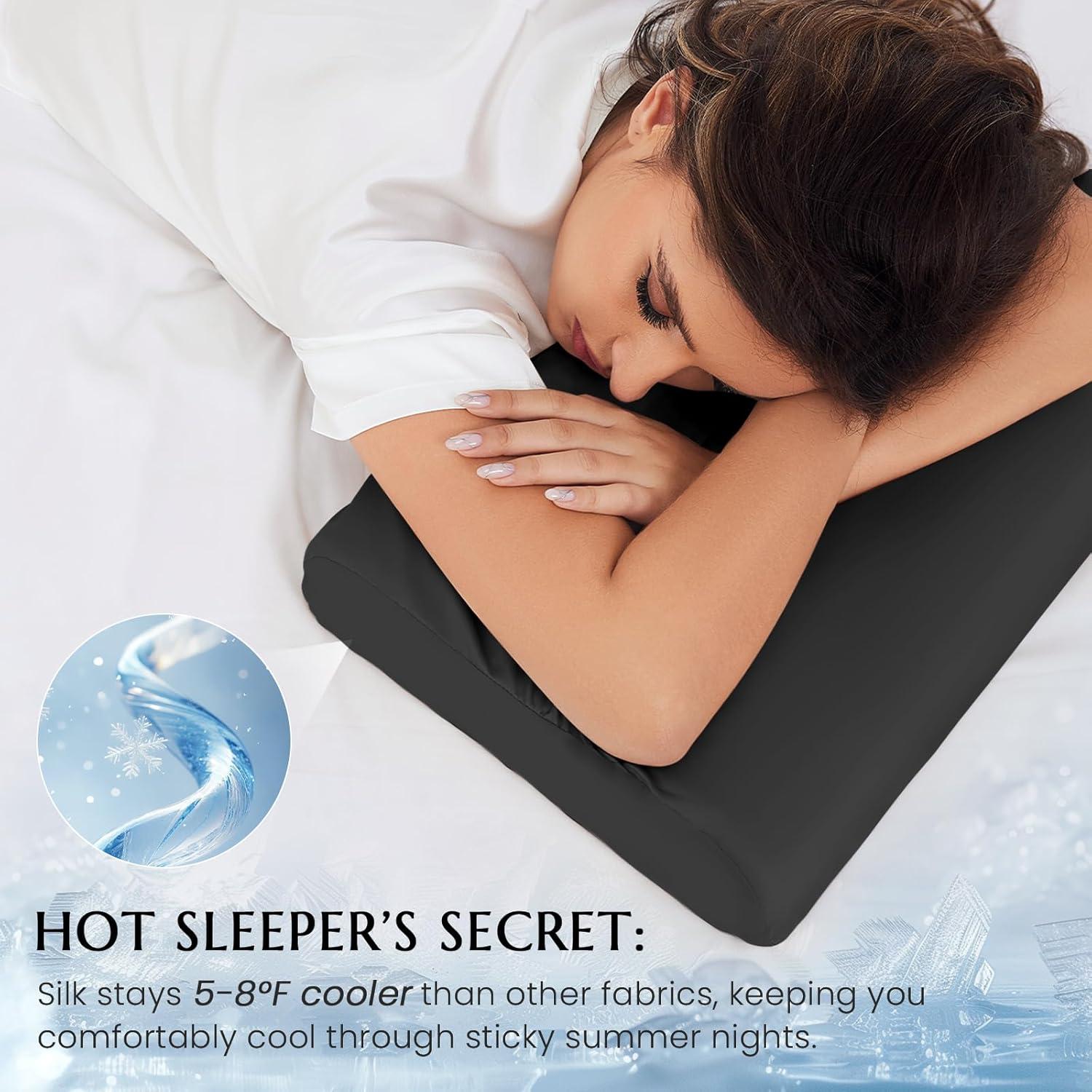 Funda de Almohada de Seda THXSILK 50.8x30.5cm Negra