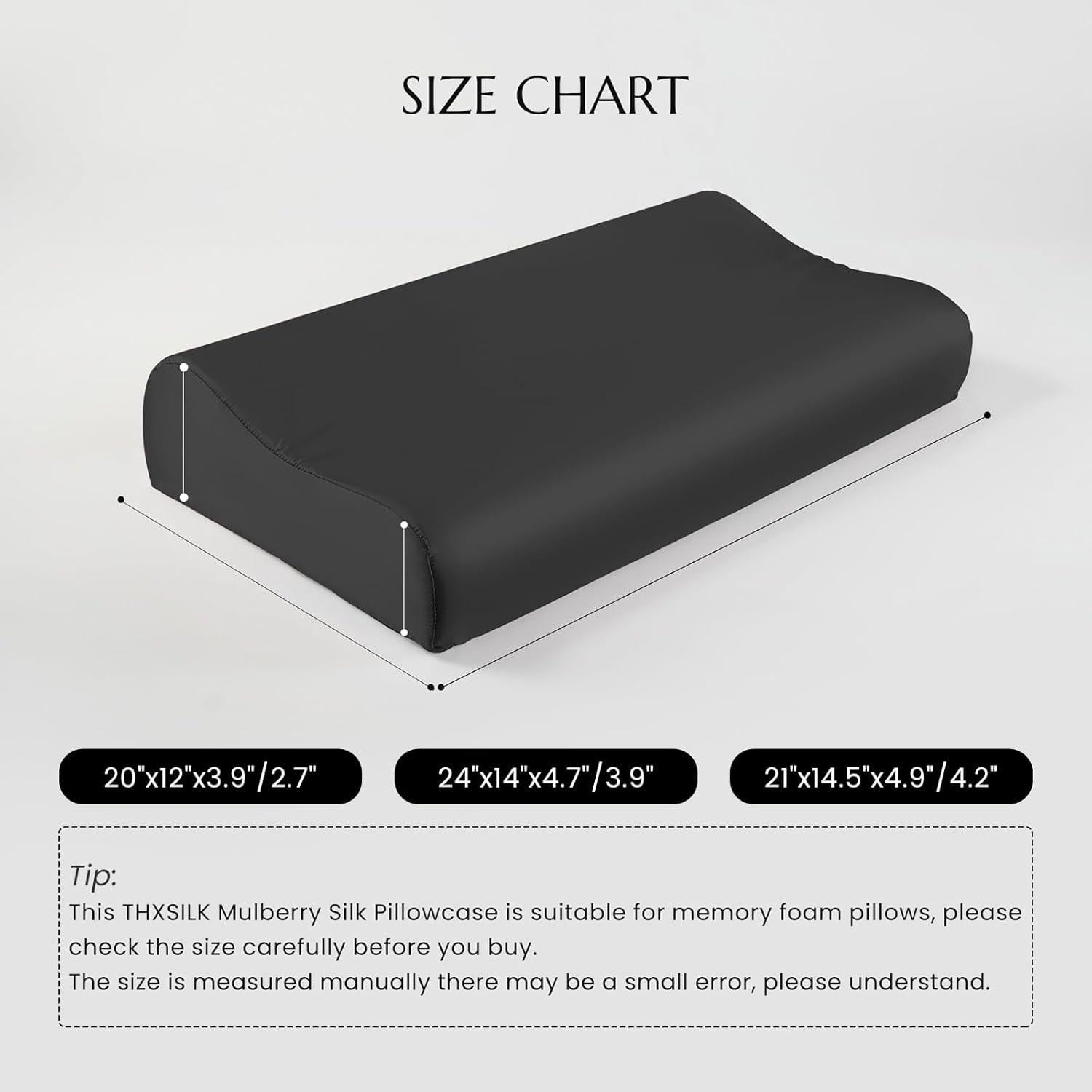 Funda de Almohada de Seda THXSILK 50.8x30.5cm Negra