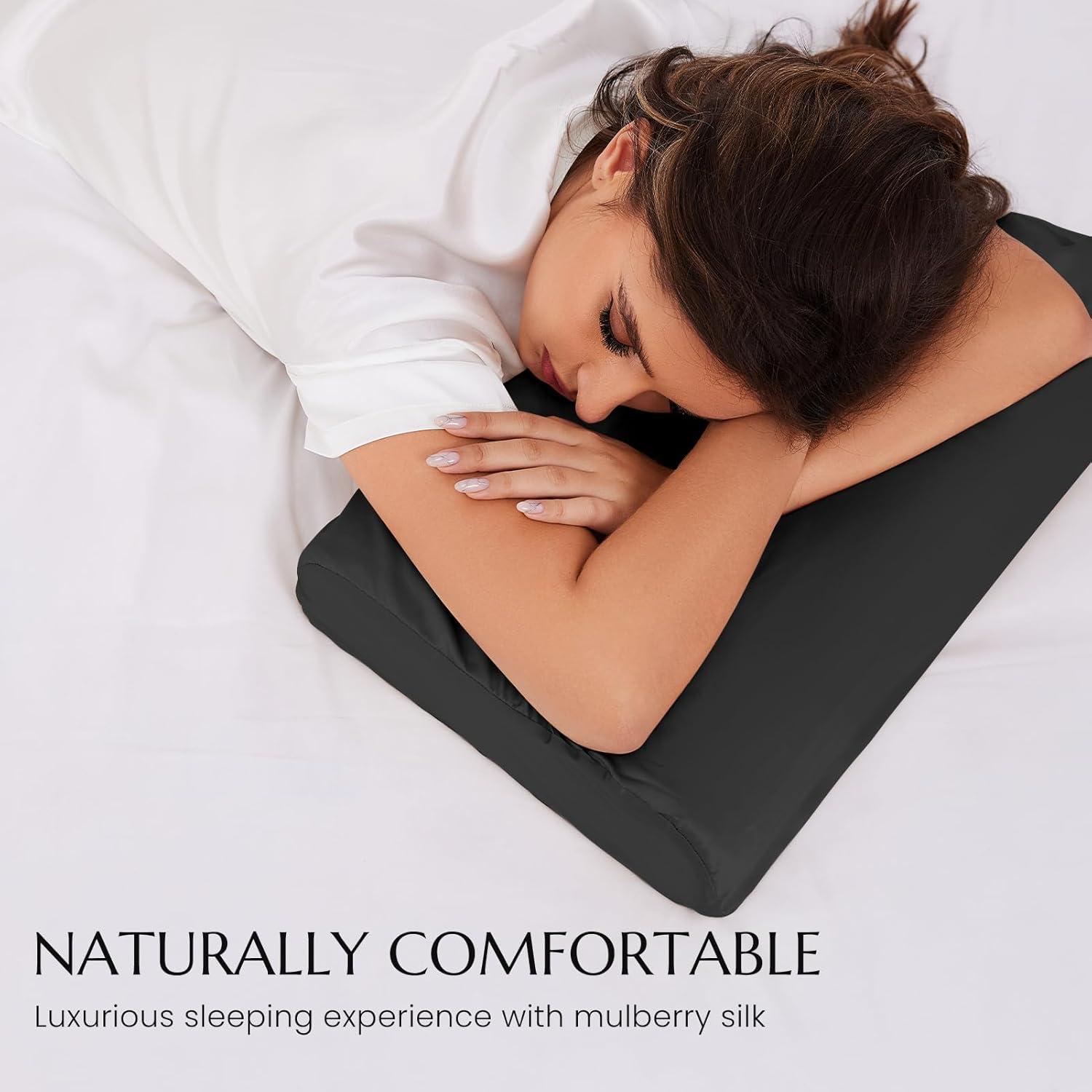 Funda de Almohada de Seda THXSILK 50.8x30.5cm Negra