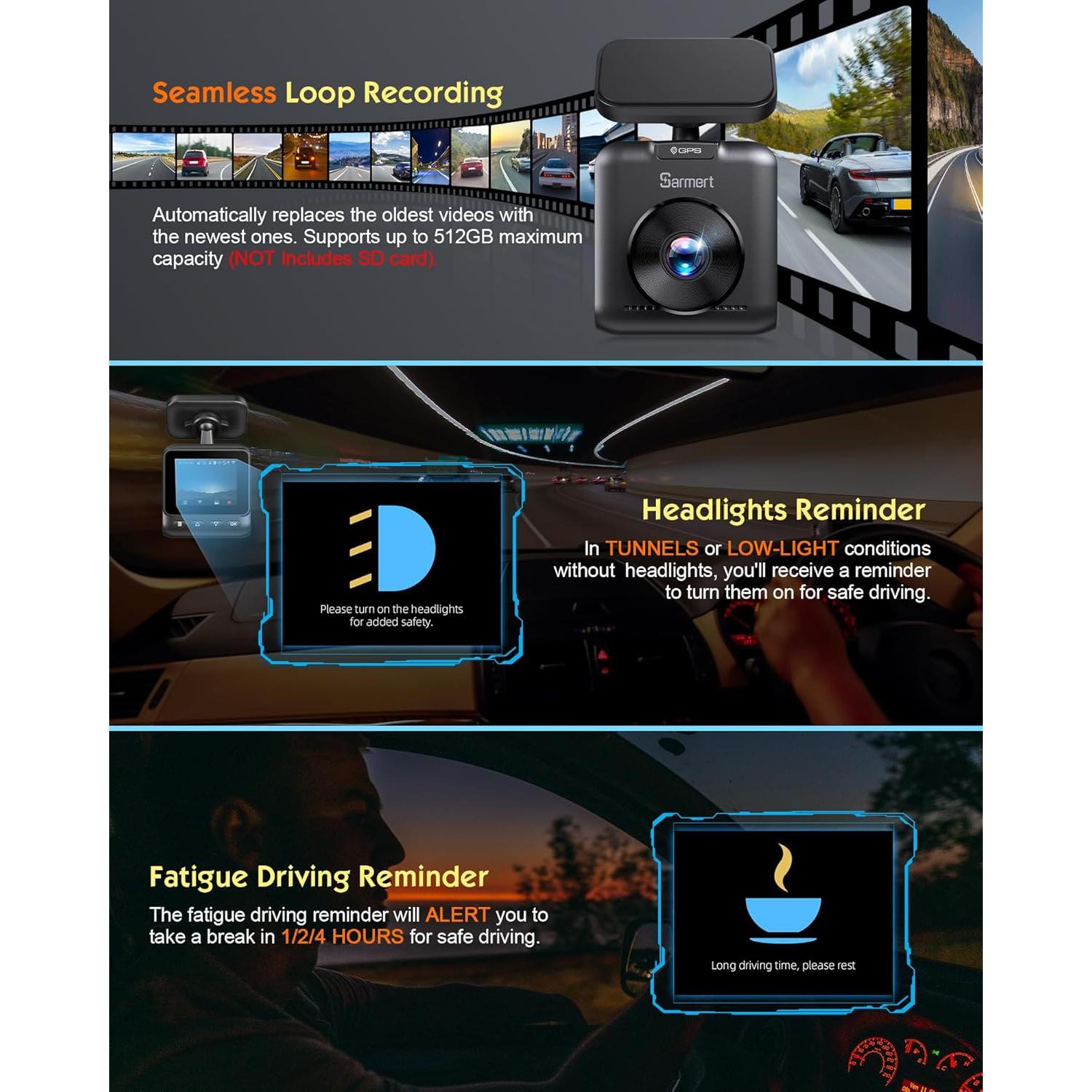 Cámara de tablero Sarmert C1 5K - GPS y WiFi 5G