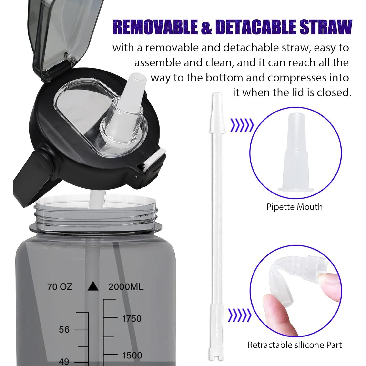 Botella de Agua Chokoter 2.13L con Pajilla y Marcador de Tiempo