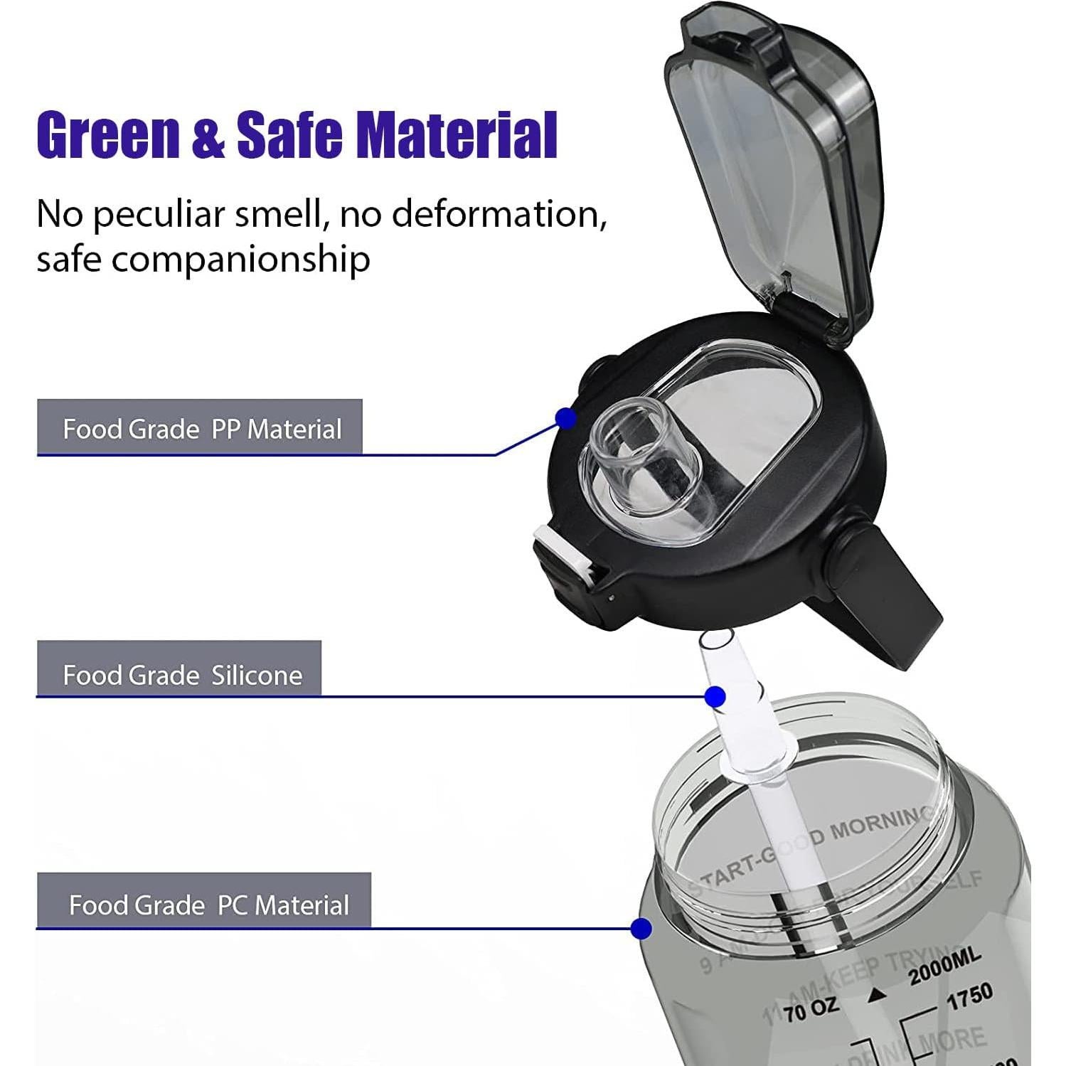 Botella de Agua Chokoter 2.13L con Pajilla y Marcador de Tiempo