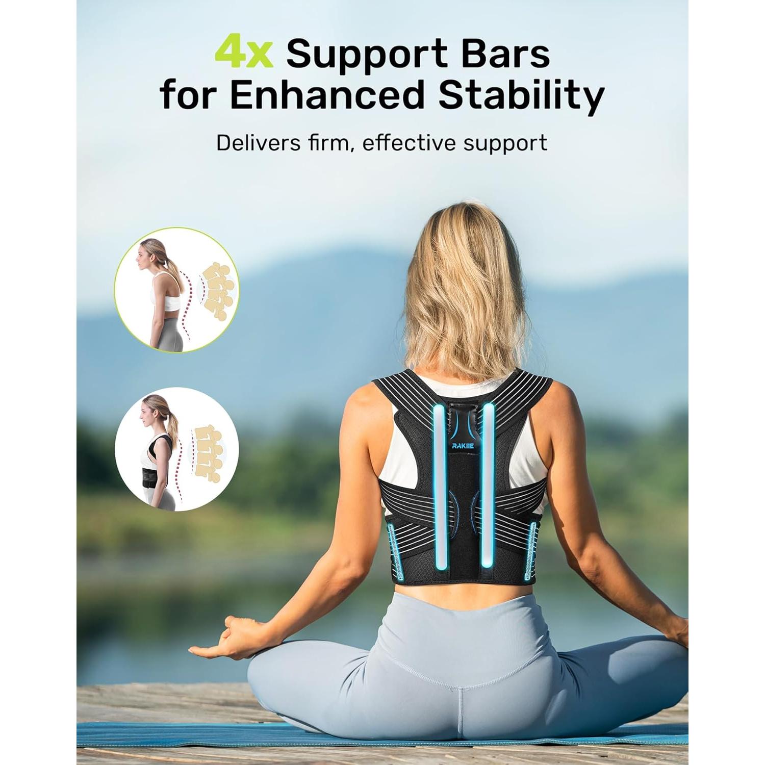 Corrector de Postura Rakiie Faja Espalda Talla S Negro