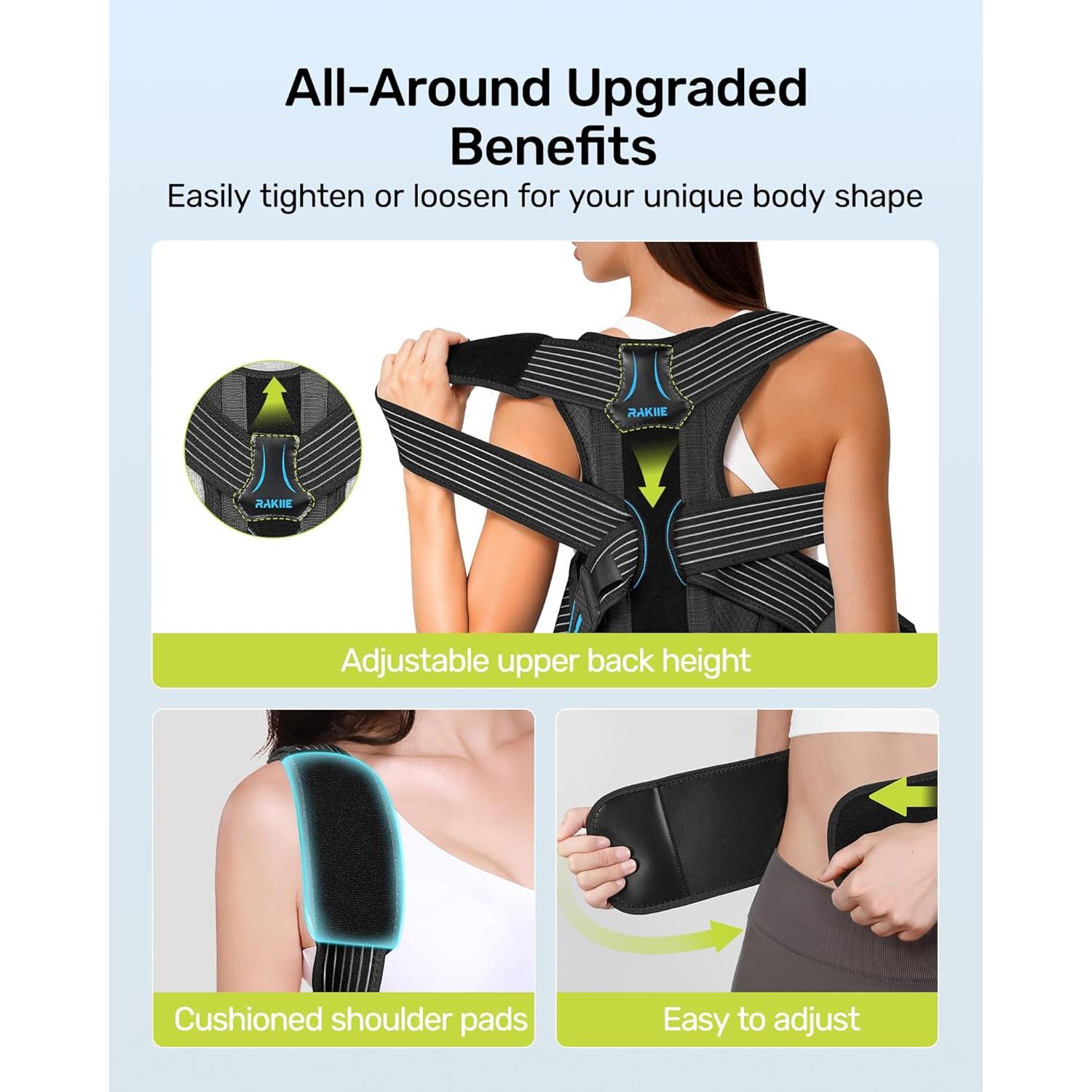 Corrector de Postura Rakiie Faja Espalda Talla S Negro