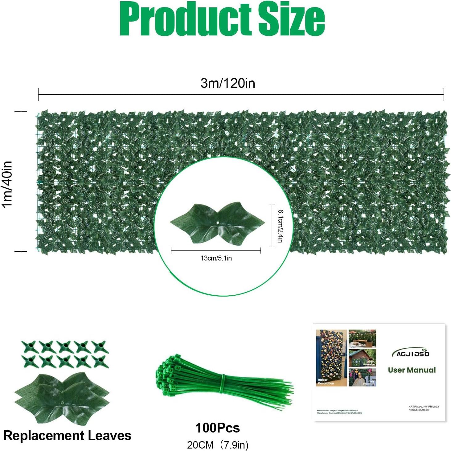 Pantalla de Privacidad AGJIDSO Hiedra Artificial 2,97 m²