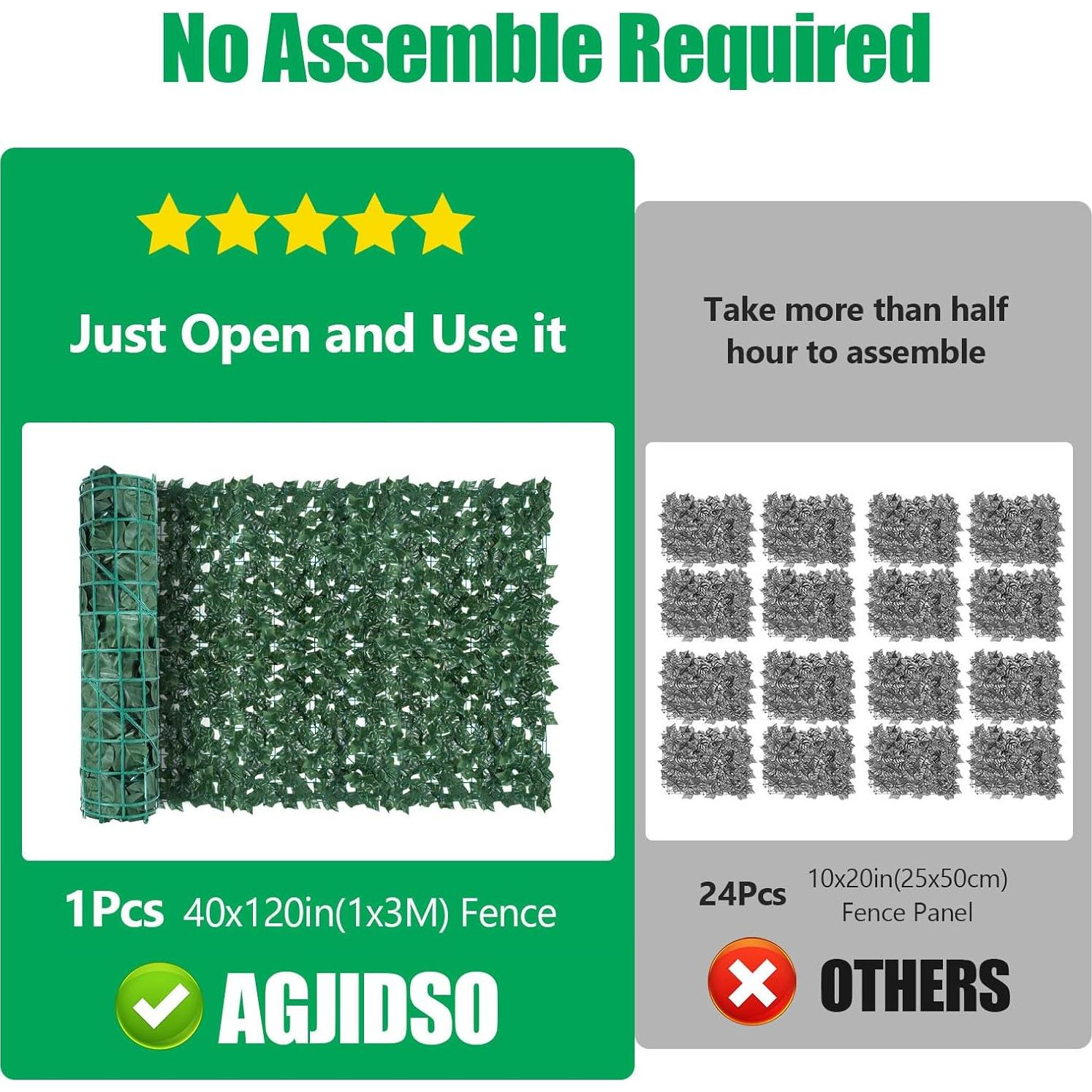 Pantalla de Privacidad AGJIDSO Hiedra Artificial 2,97 m²