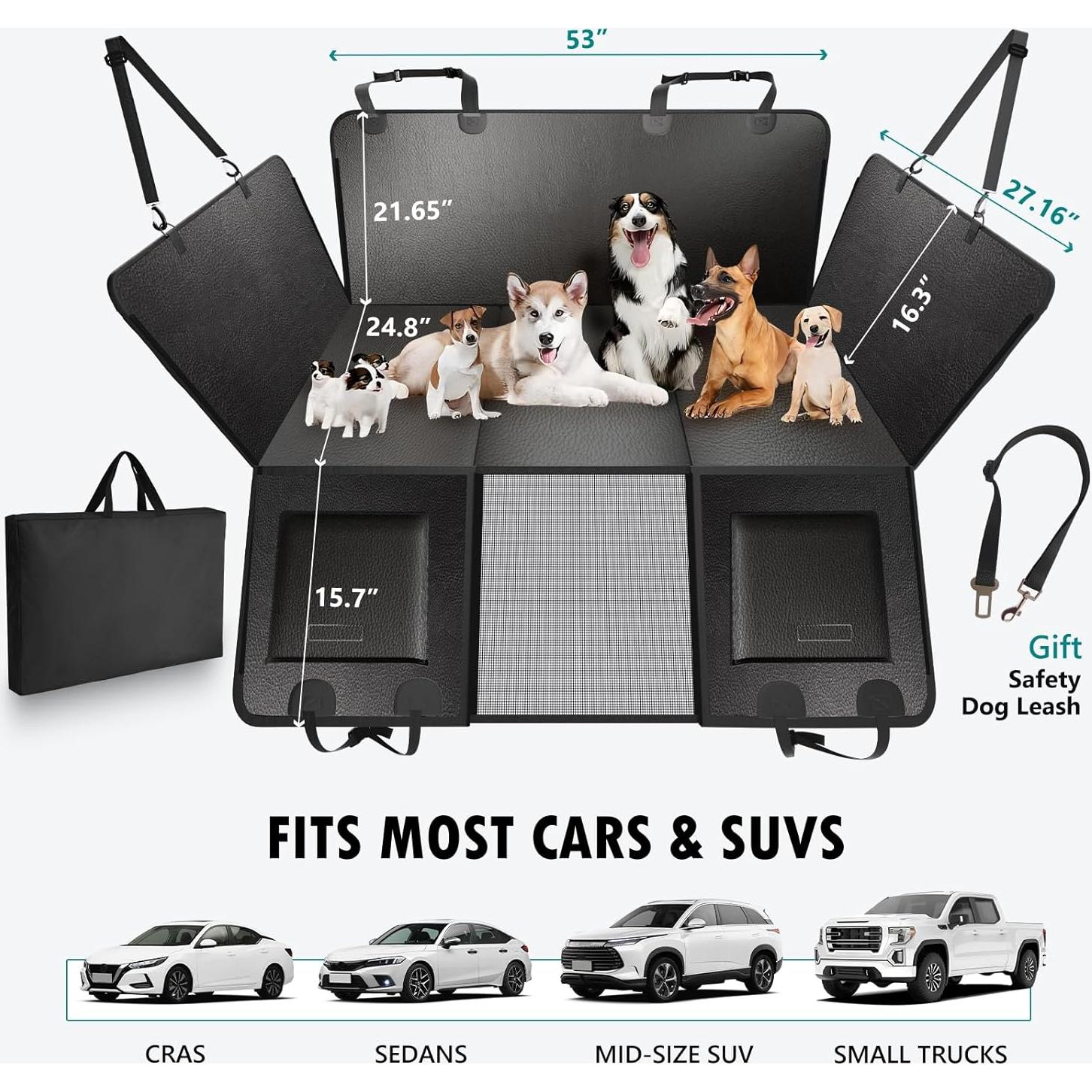 Extensor de Asiento Trasero para Perros FULIDOUER Negro