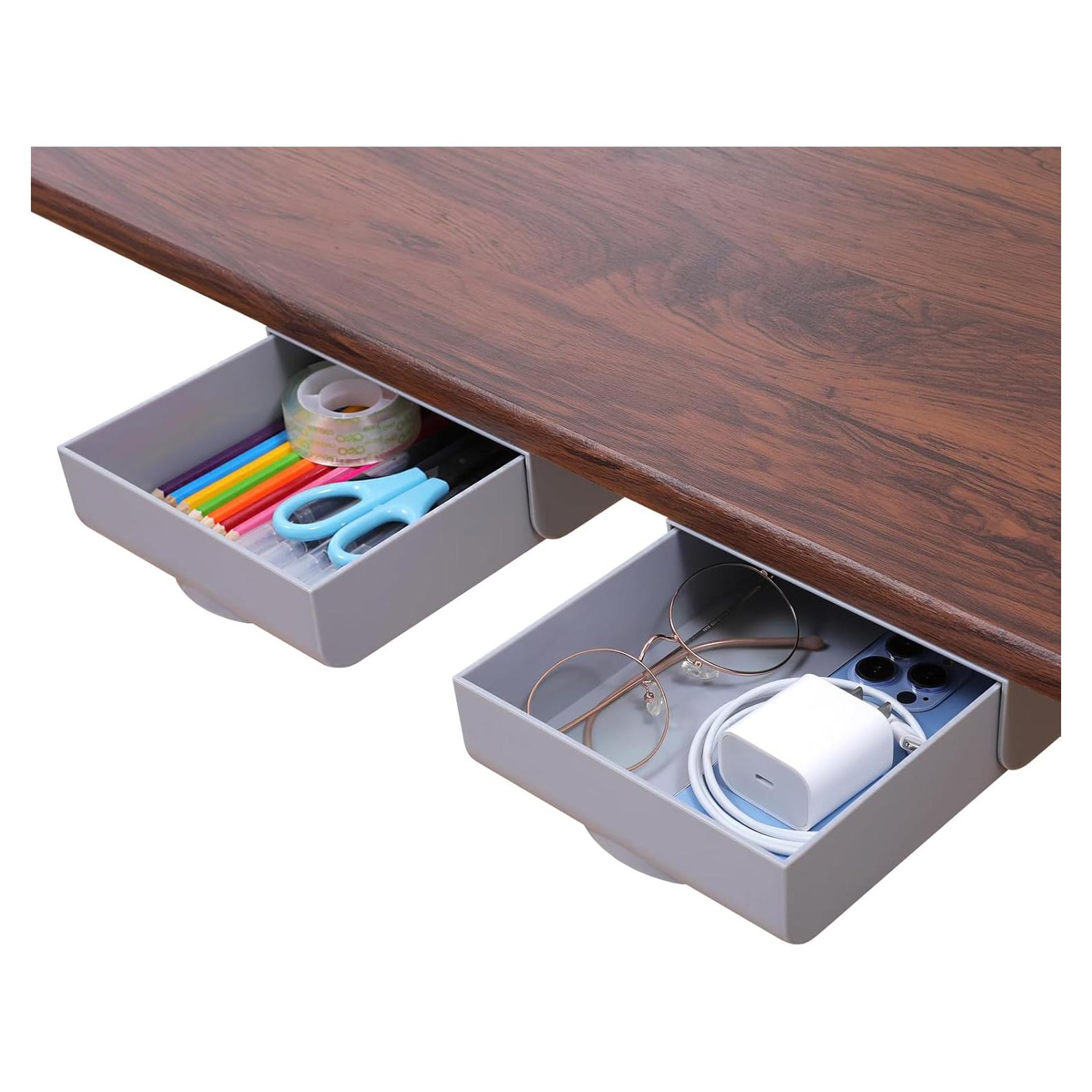 Cajones Organizador Bajo Escritorio LuluEasy 2 Pcs Gris