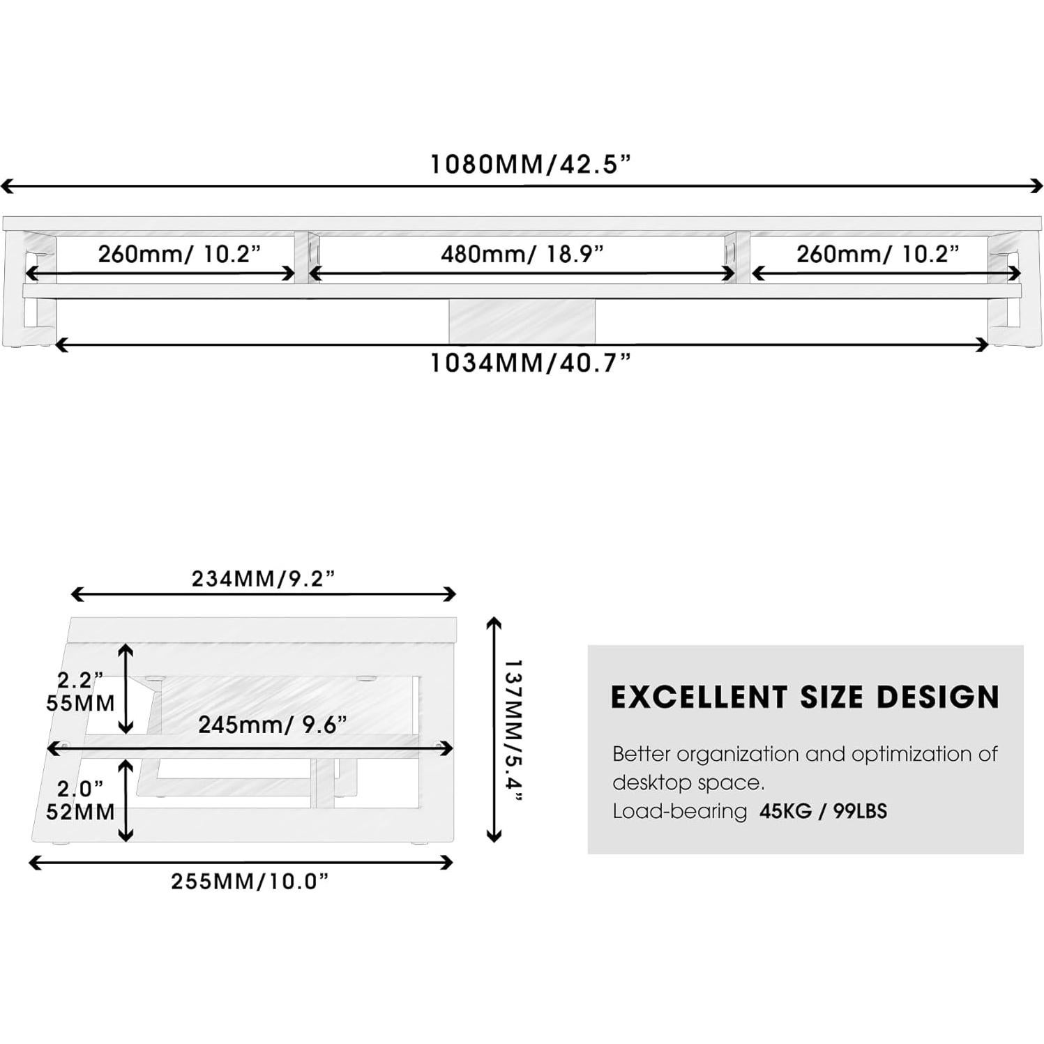 Soporte Doble para Monitor Fenge 108 cm con Almacenamiento