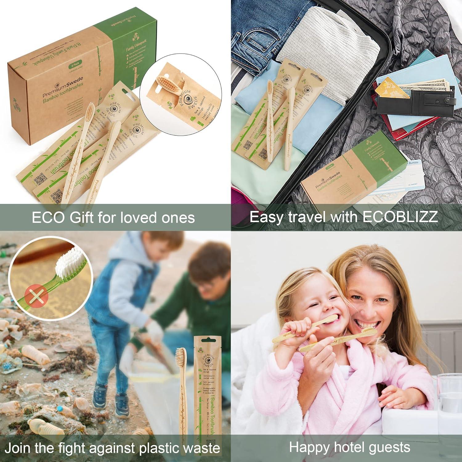 Cepillos de Dientes de Bambú PremiumSwede - Paquete de 8