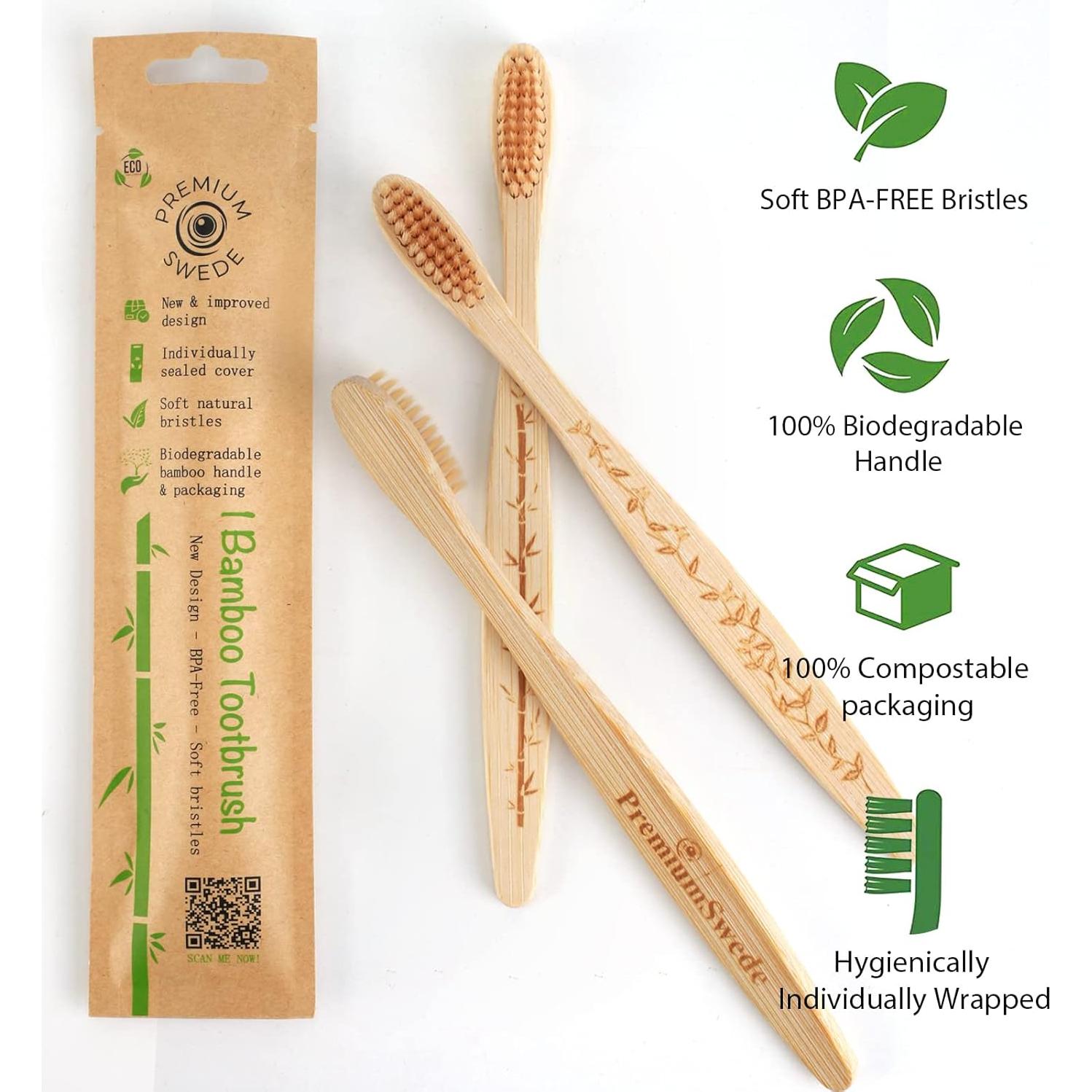 Cepillos de Dientes de Bambú PremiumSwede - Paquete de 8