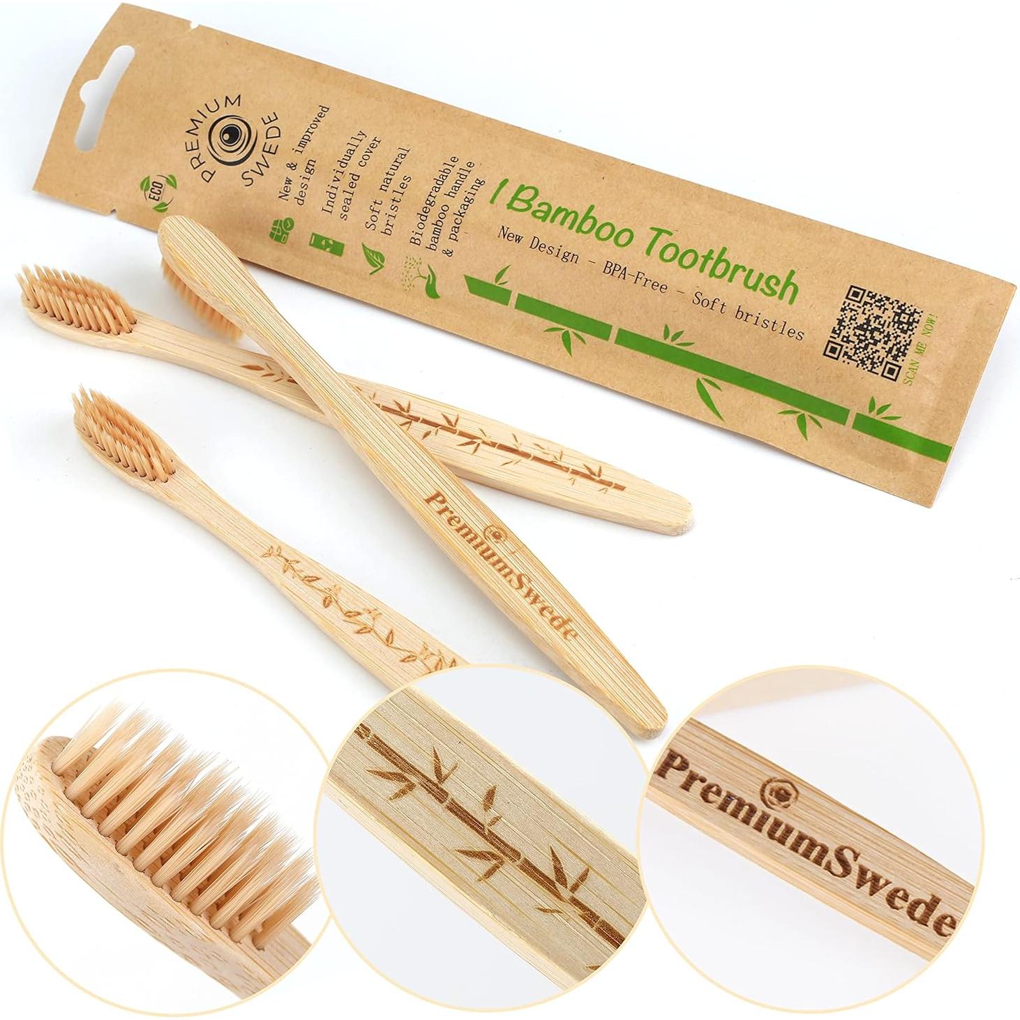 Cepillos de Dientes de Bambú PremiumSwede - Paquete de 8