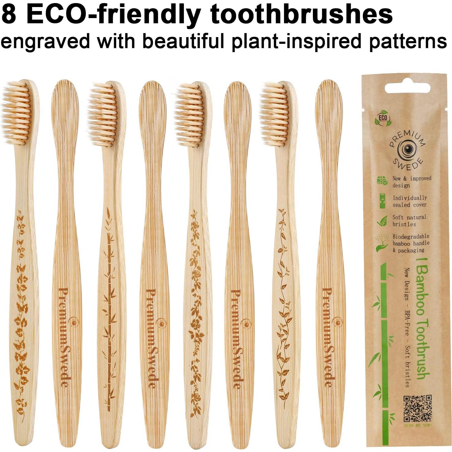 Cepillos de Dientes de Bambú PremiumSwede - Paquete de 8