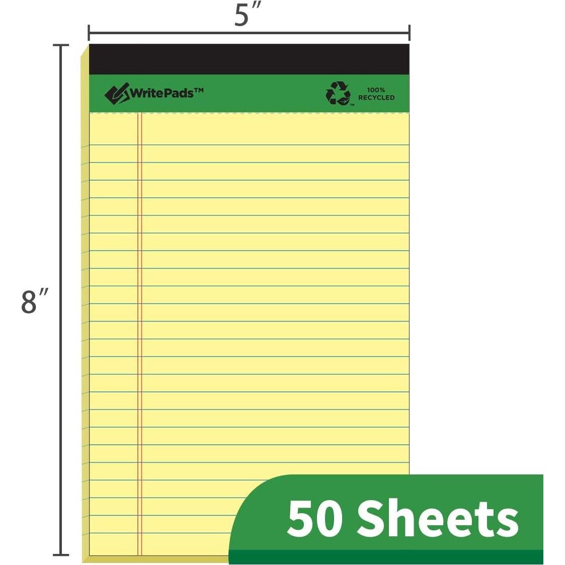 Bloc de Notas Legales KAISA Canario 12 Blocs 50 Hojas 12.7x20.3cm