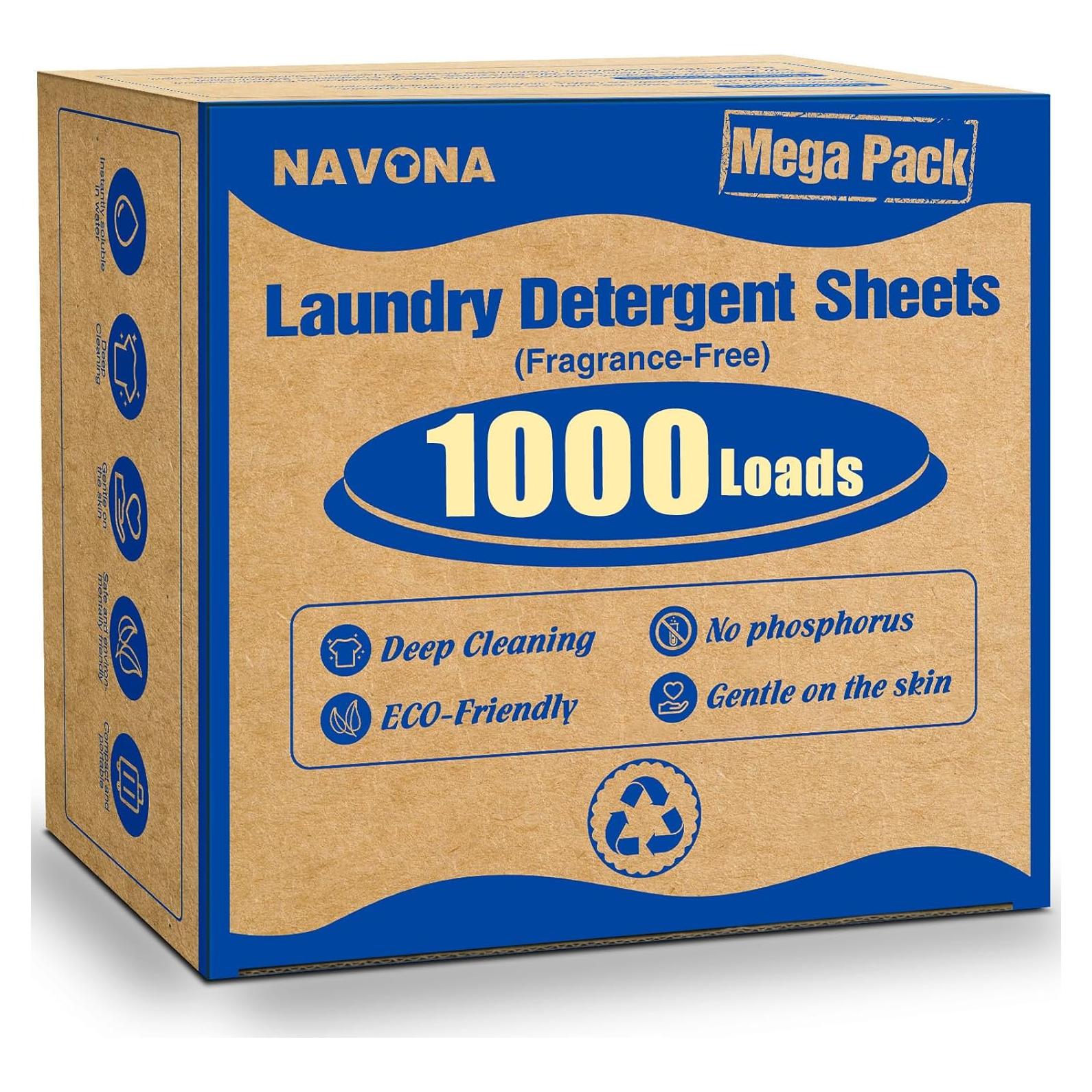 Hojas de Detergente Ecológicas Navona 1000 Cargas Sin Fragancia