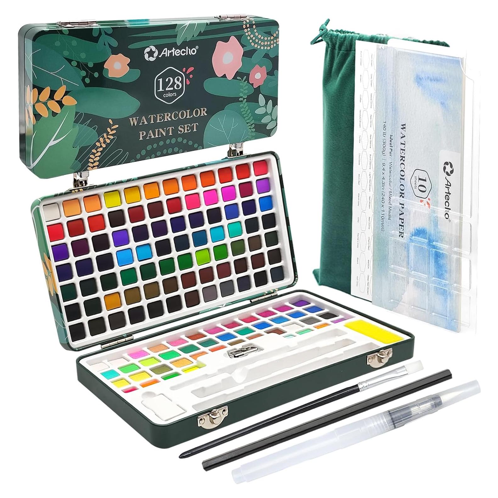 Juego de Pintura Acuarela Artecho 128 Colores con Accesorios