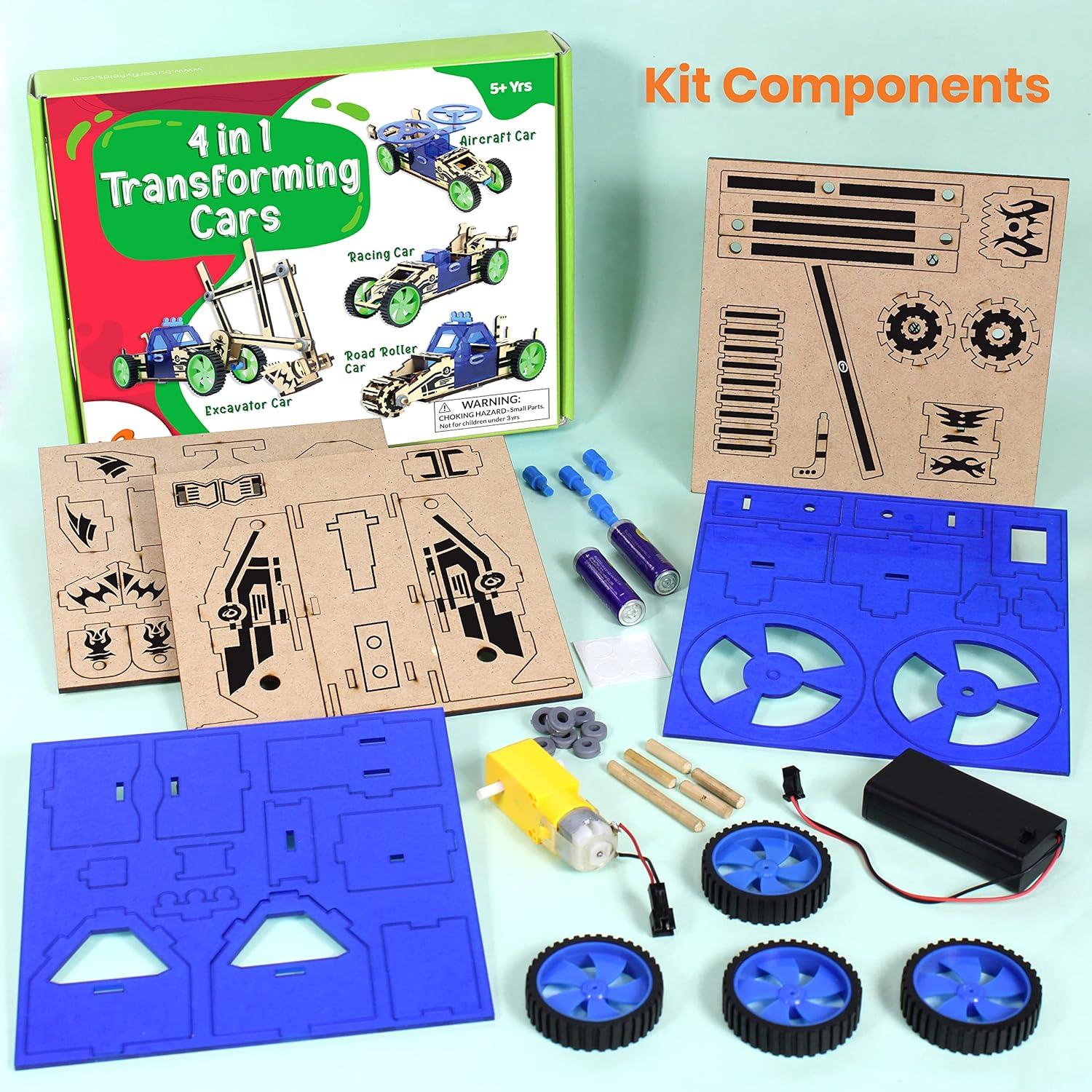 Kit de Construcción STEM 4en1 Butterfly EduFields - Coches 3D