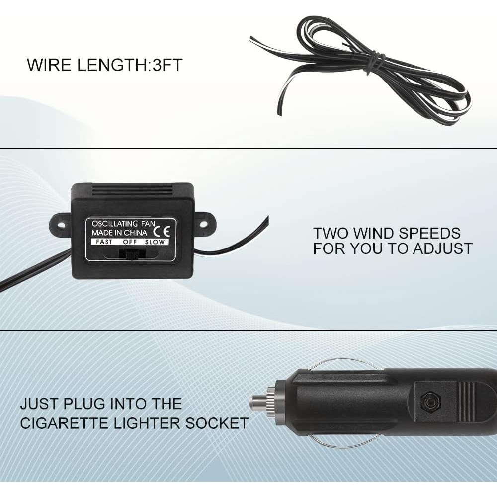 Ventilador Oscilante 12V XGGYA 6" Portátil para Automóvil