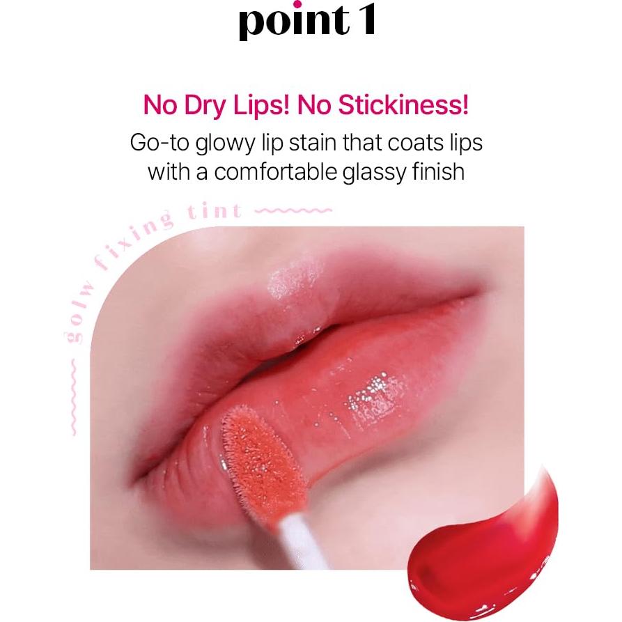 Tinte Labial Brillante ETUDE Glow Fixing #4 Rojo 250g