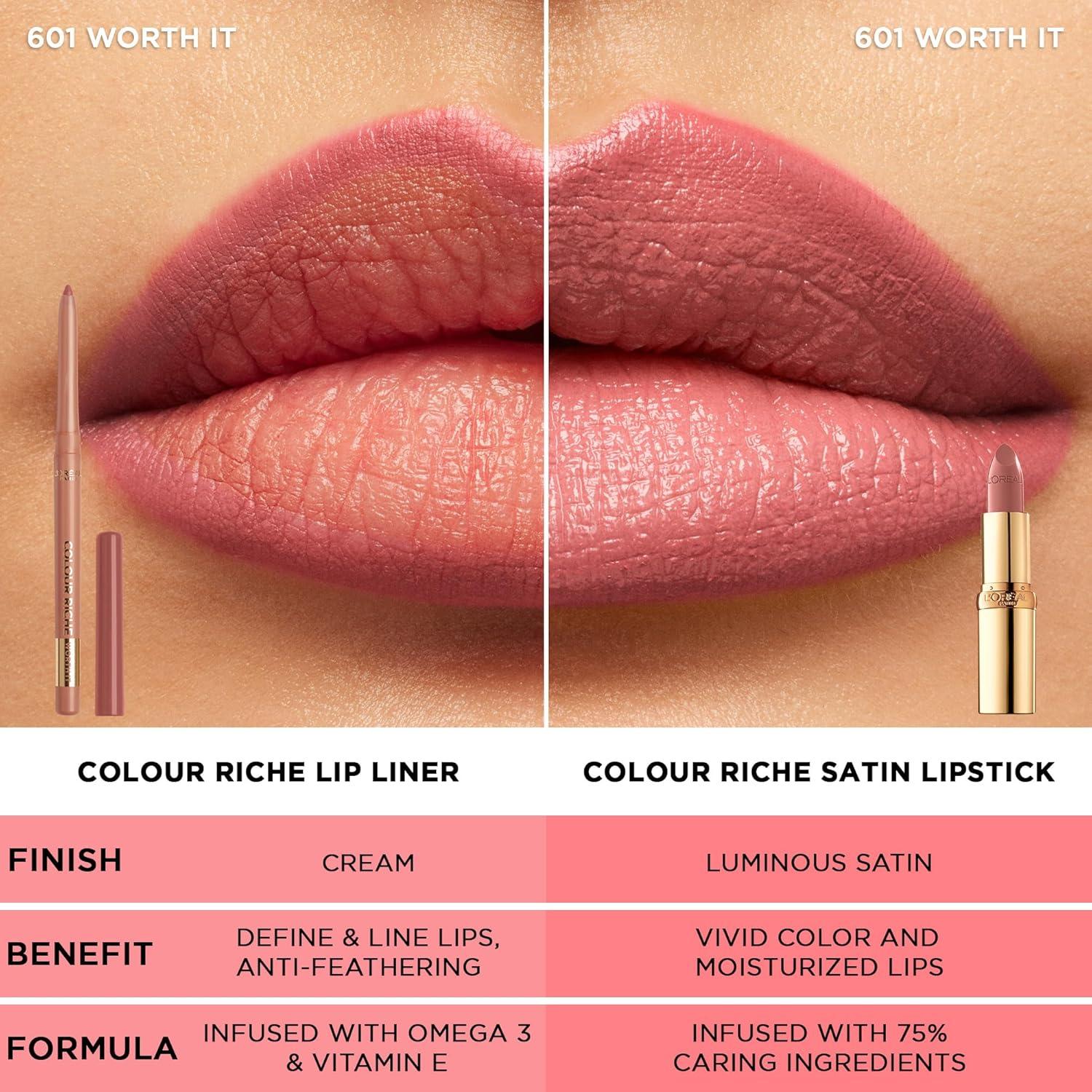 Lápiz de Contorno de Labios L'Oreal Paris Colour Riche 708 Rosa