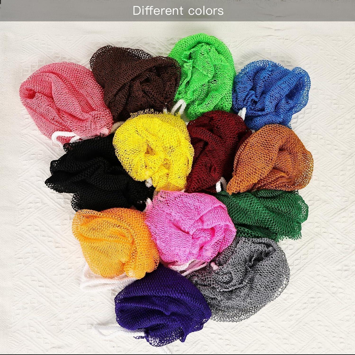 One Pieces, African Net Sponge, Exfoliating Body Scrubber, Clean Nylon Scrub Towel, Wash Cloths for Showering, Colorful, Black