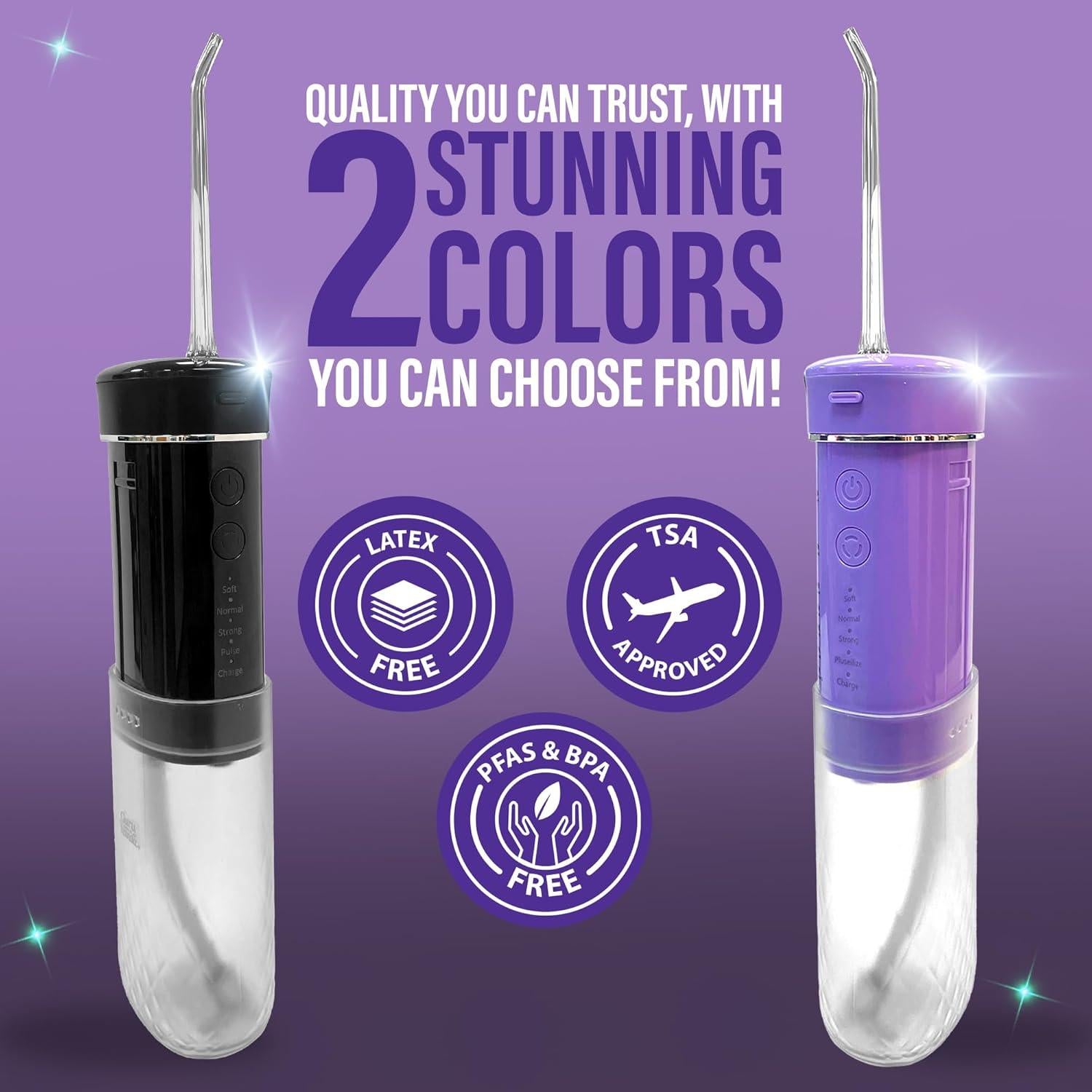 Irrigador Oral Portátil GuruNanda Negro, Hilo Dental Compacto 180 ml