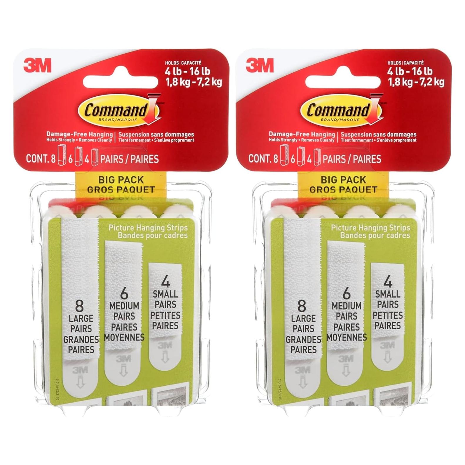 Tiras para Colgar Cuadros 3M Command, Paquete Grande de 18 Pares