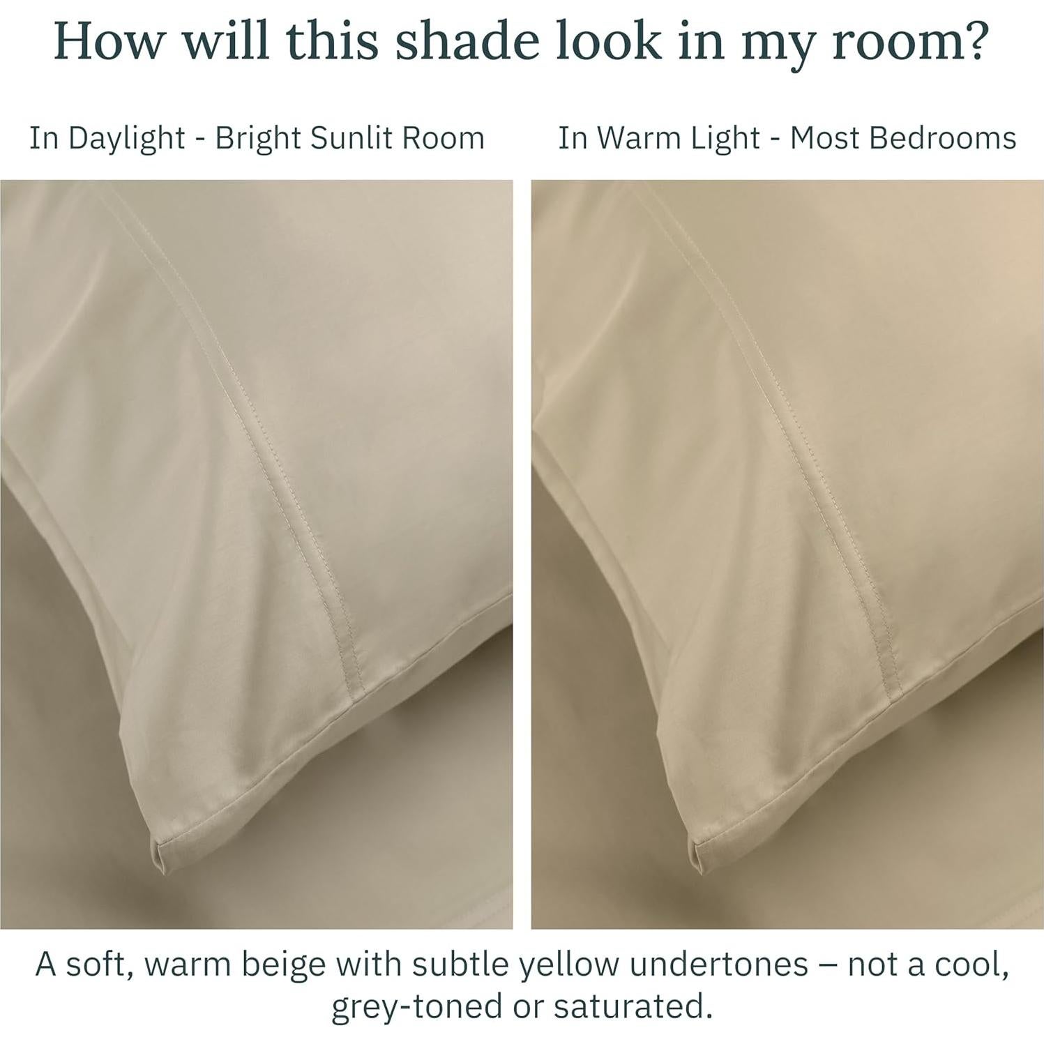 Conjunto de Sábanas de Lujo 100% Algodón Egipcio California Design Den - Completo Beige