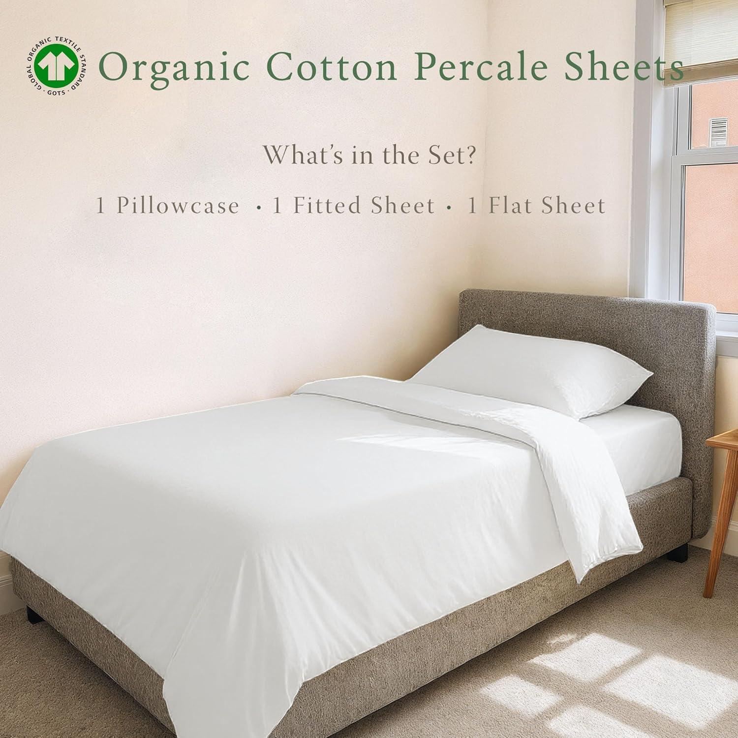 Juego de Sábanas Twin Threadmill de Algodón Orgánico - 3 Piezas