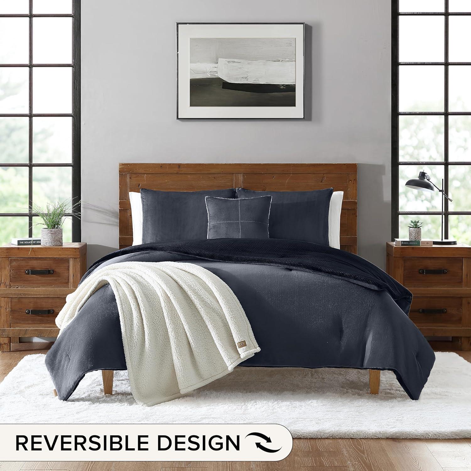 Juego de Edredón UGG Remina King 5 Piezas Azul Marino