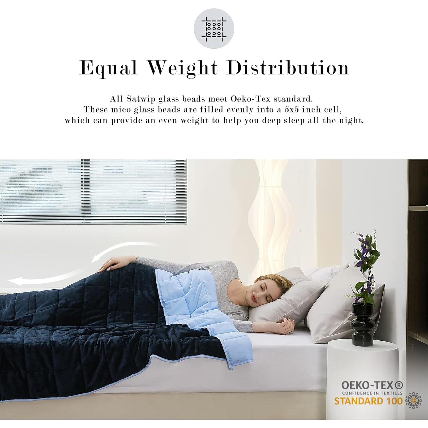 Manta con peso Satwip 4.54 kg Azul 121x183 cm Franela Transpirable