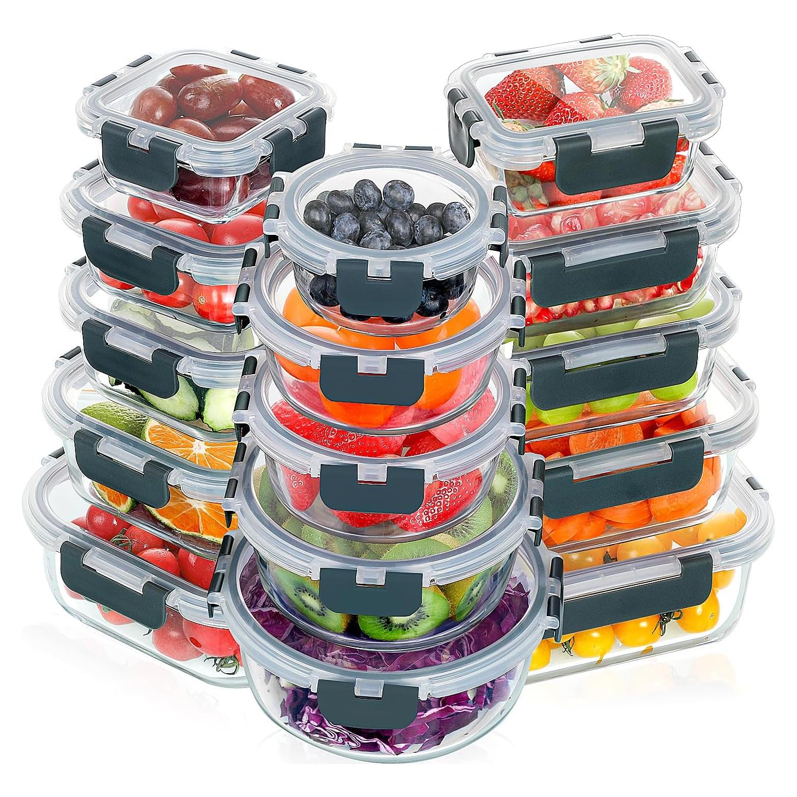 Set de 30 Contenedores de Vidrio VERONES a Prueba de Fugas