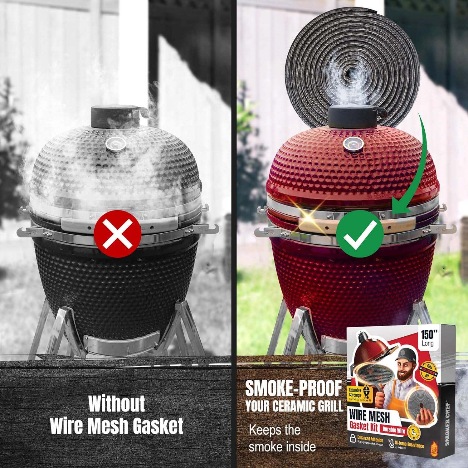 Kit de Junta de Malla Metálica Smoker Chef 150 cm para Kamado Joe