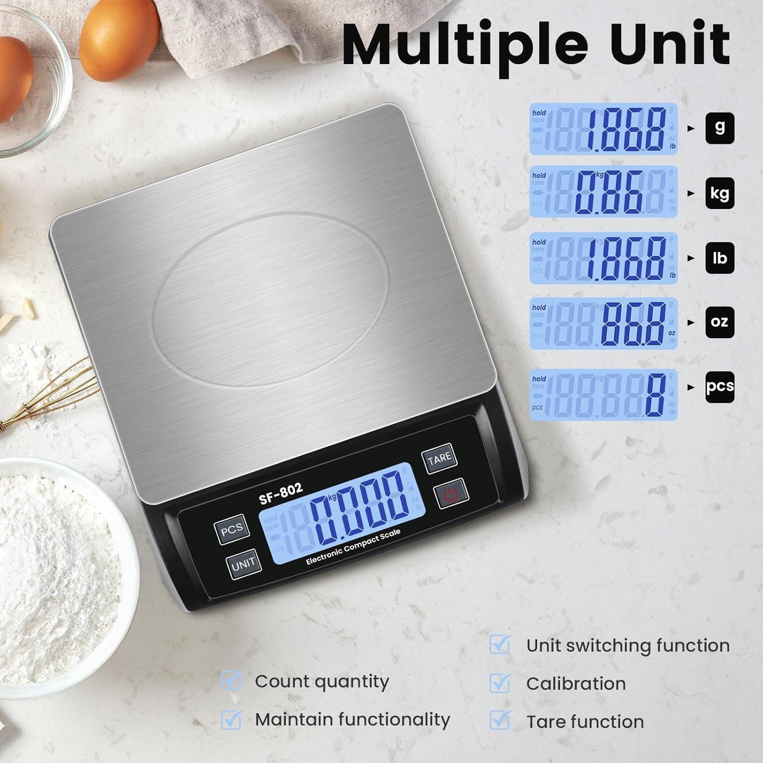Escala de Cocina Digital 30kg Puozult Acero Inoxidable LCD