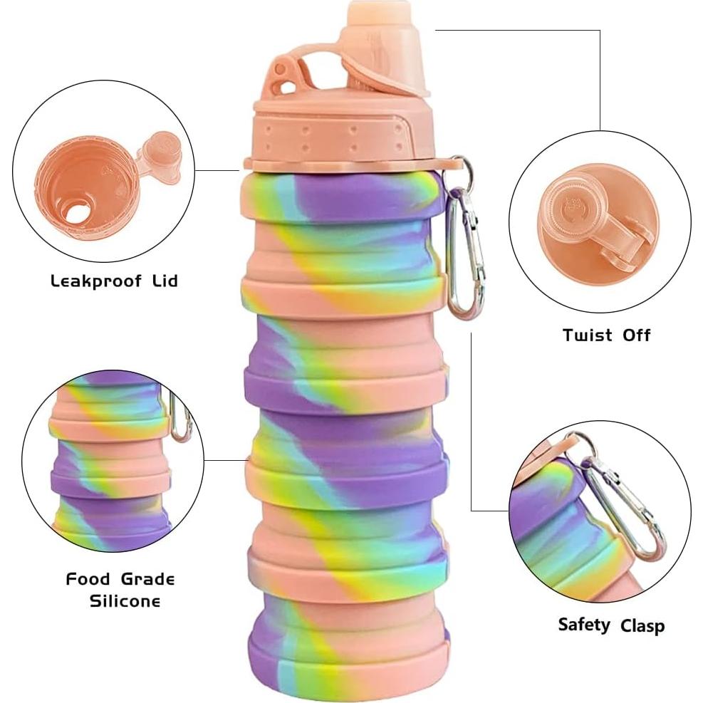 Botellas de Agua Plegables Konlongzan 500ml 4 Pack Portátil