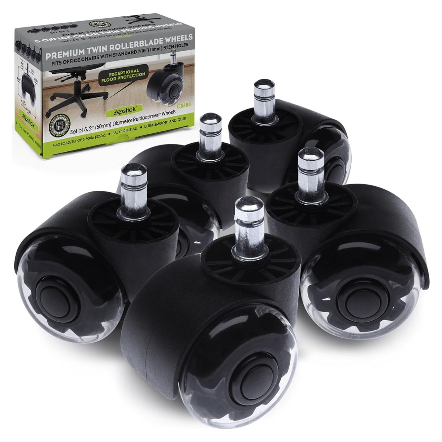 Ruedas de silla de oficina Slipstick 2" goma premium set 5