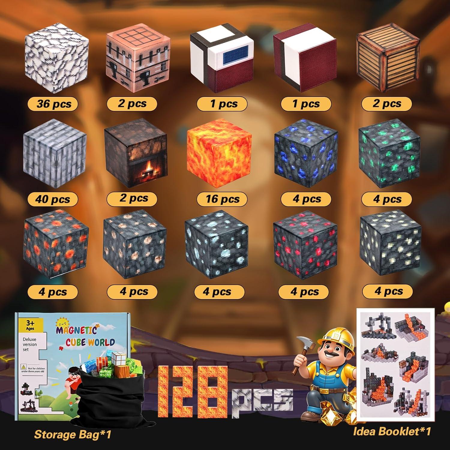 Set de Bloques Magnéticos de Cueva 128PCS - Juguetes STEM 3+