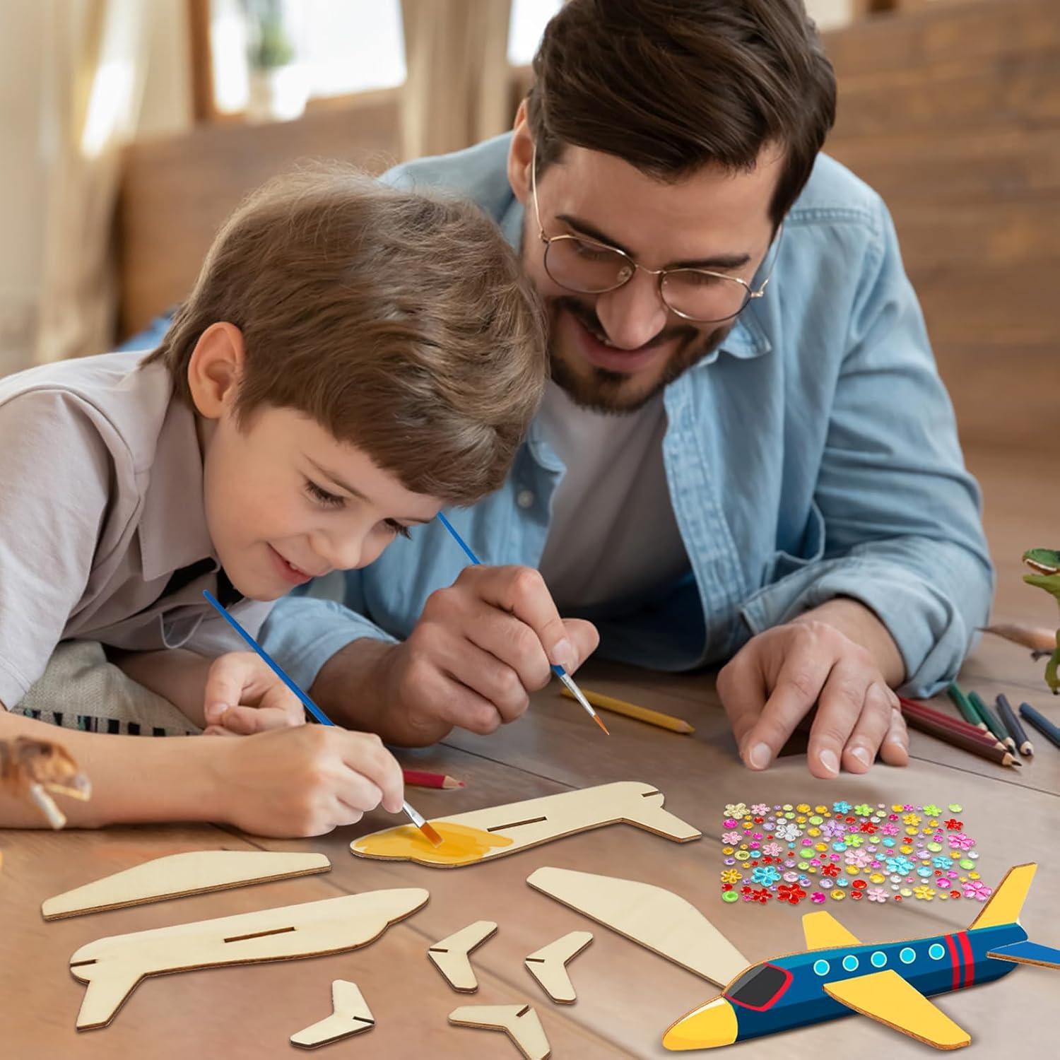 Kit de Aviones de Madera Fennoral 12 Piezas DIY para Niños