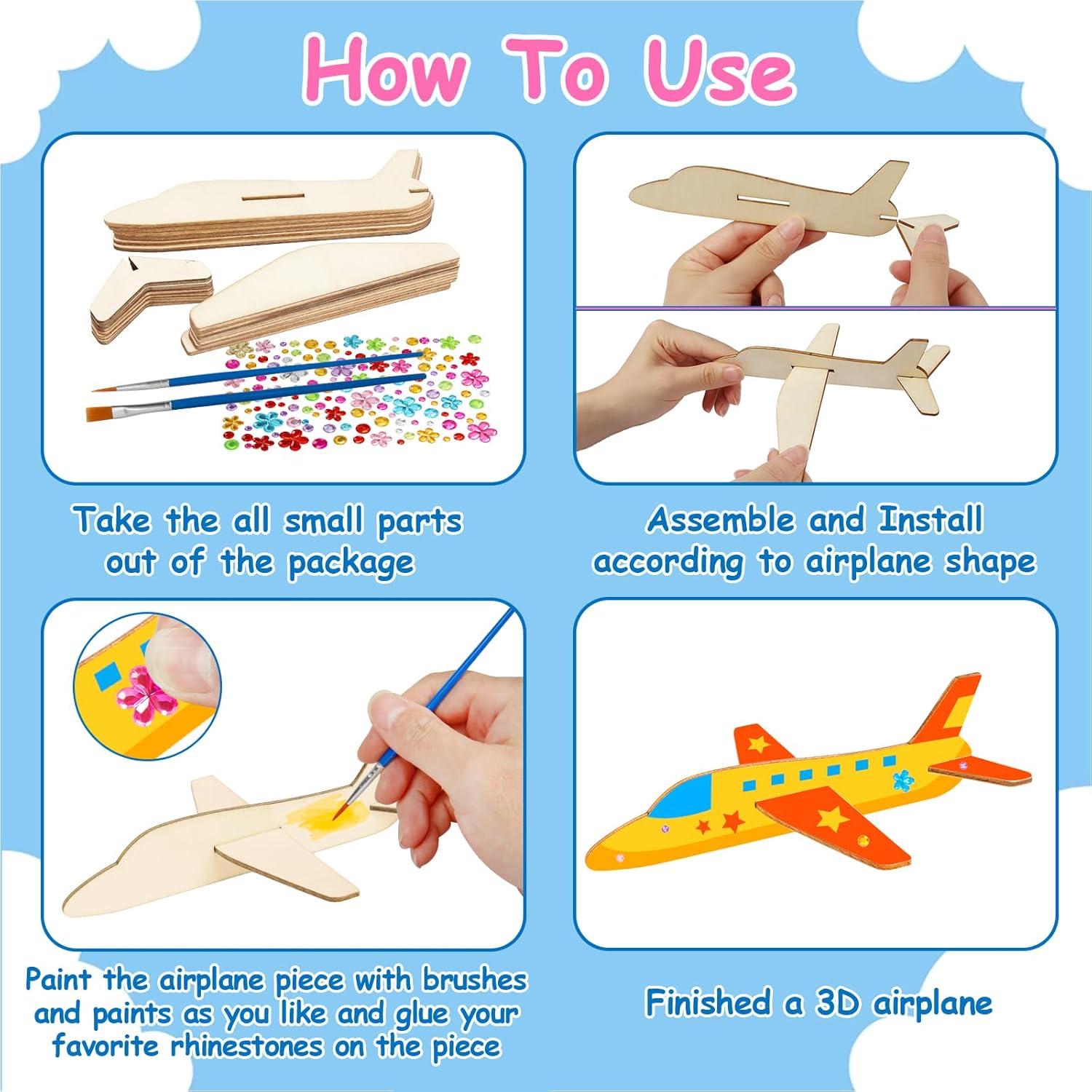 Kit de Aviones de Madera Fennoral 12 Piezas DIY para Niños