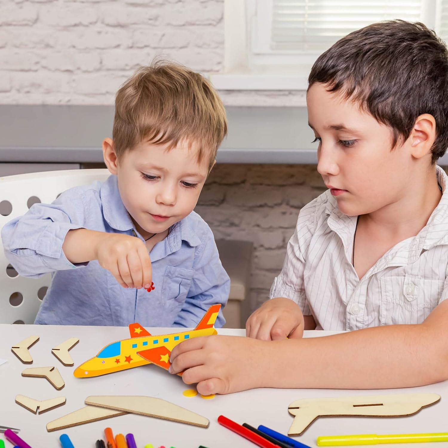 Kit de Aviones de Madera Fennoral 12 Piezas DIY para Niños