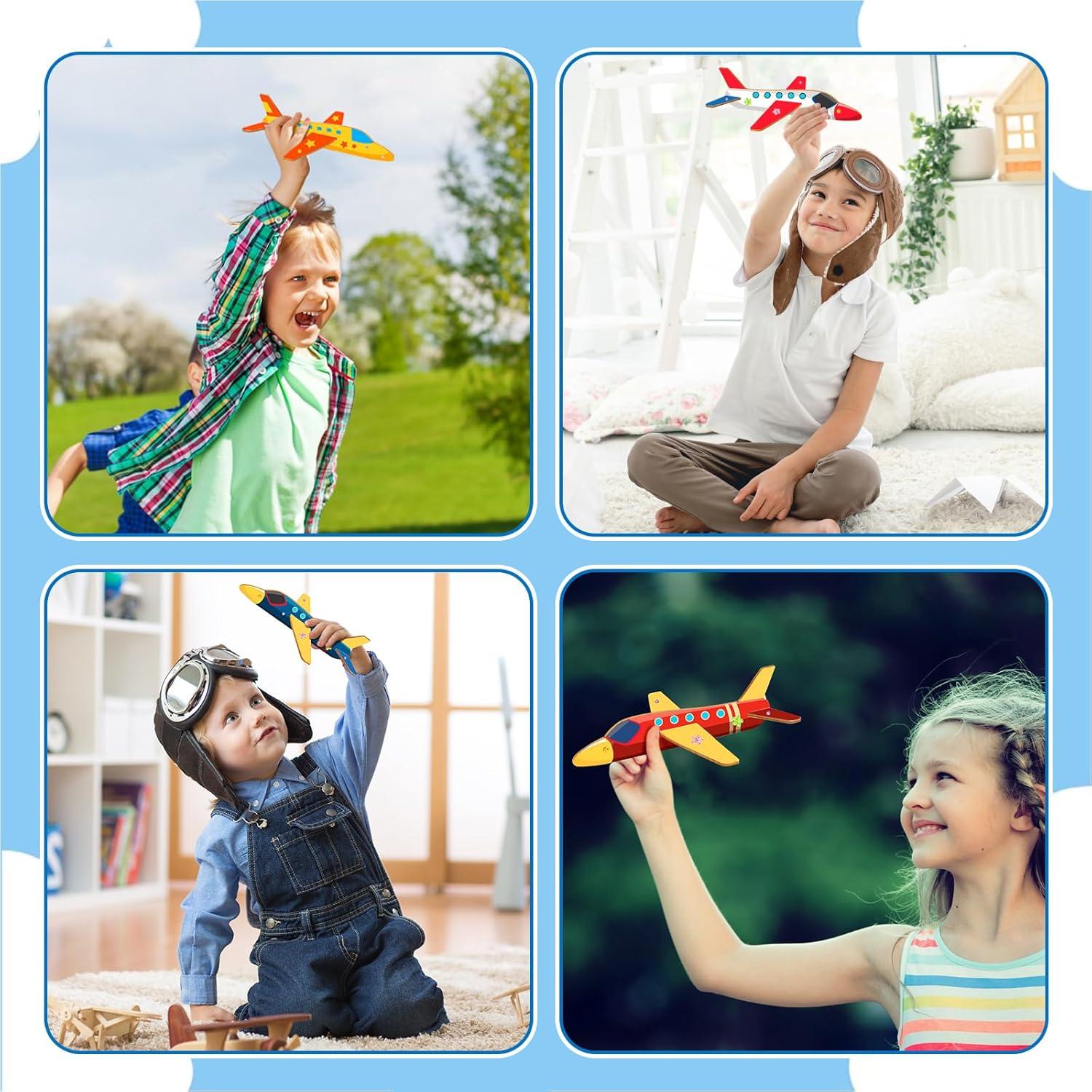 Kit de Aviones de Madera Fennoral 12 Piezas DIY para Niños