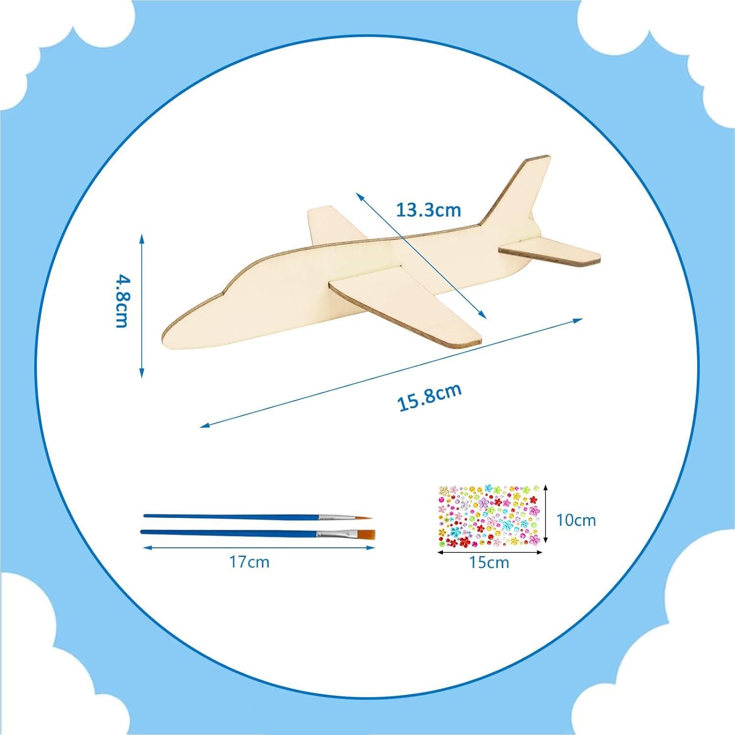 Kit de Aviones de Madera Fennoral 12 Piezas DIY para Niños