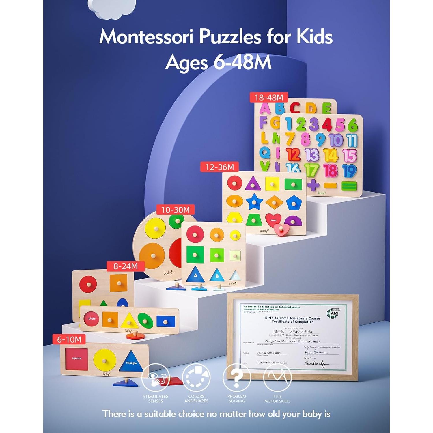 Rompecabezas Montessori Boby - Formas Geométricas 3 Piezas