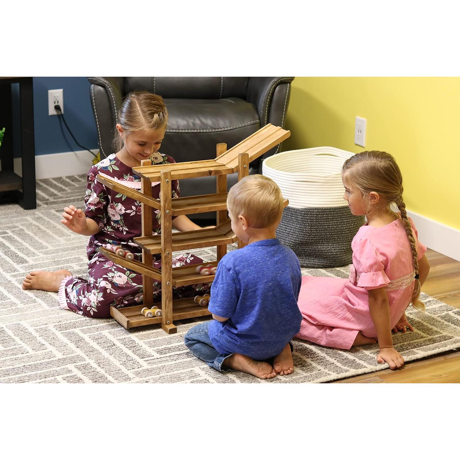 Pista de Carreras de Madera AmishToyBox - 4 Carros Incluidos